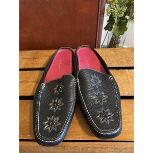 Cole Haan Cut Out Black Slip On Low Heel Mules 9.5
